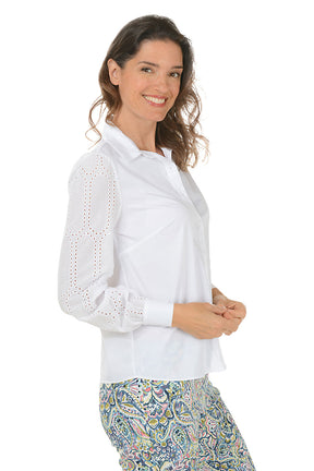 Petite Eyelet Sleeve Shirt