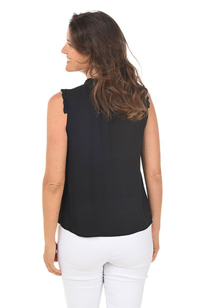Pleated Front Sleeveless Crepe Blouse