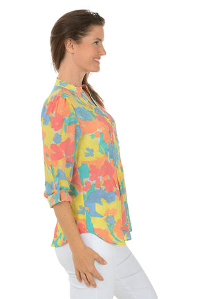 Bold Blooms Pleated Front Blouse
