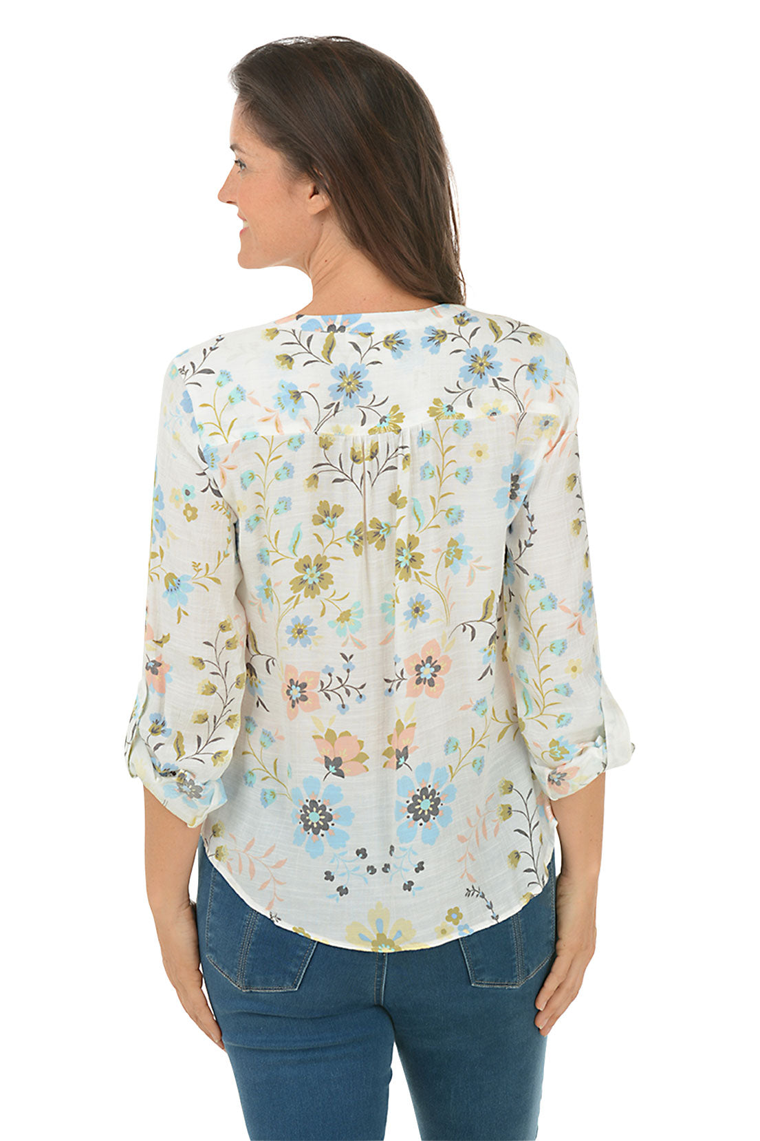 Blooming Dahila Button-Front Blouse