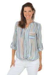 Paradise Stripe Button-Front Blouse