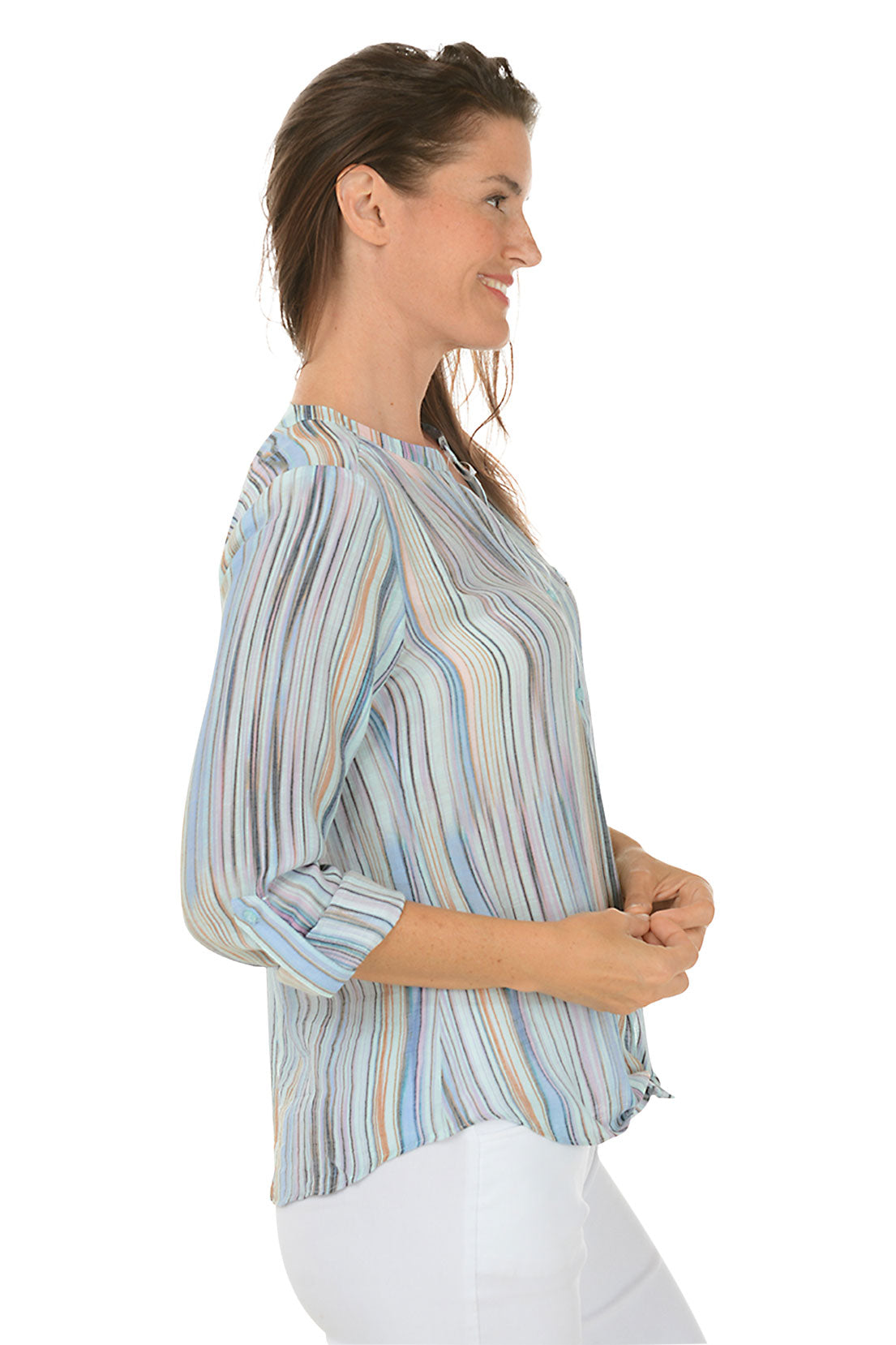 Paradise Stripe Button-Front Blouse