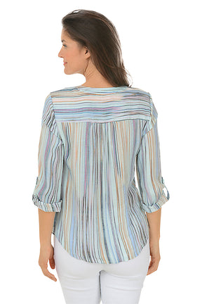 Paradise Stripe Button-Front Blouse