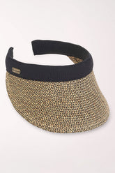 Beige visor with black band on a white background
