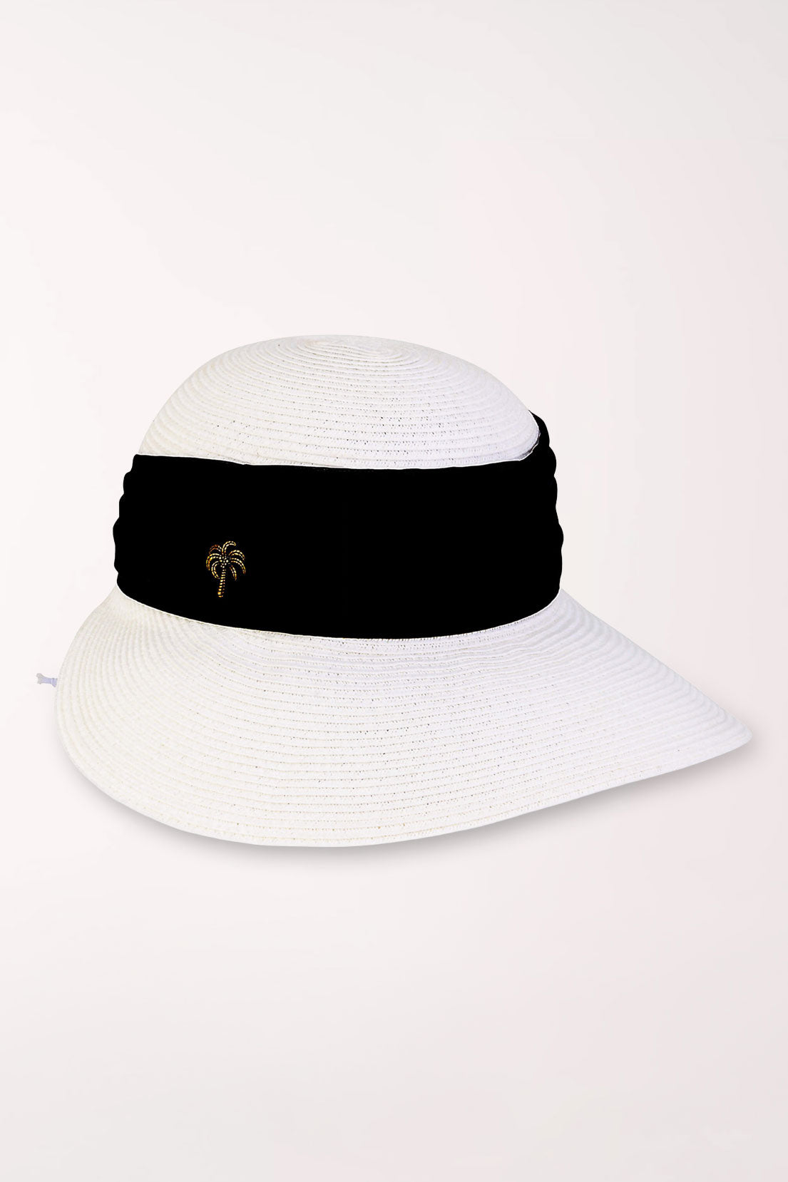 White hat with a black band