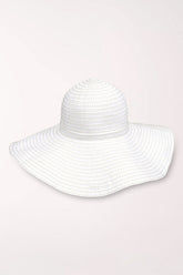 White Floppy Stitched Ribbon Sun Hat