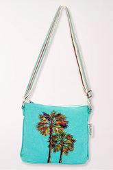 Beaded palm tree turquoise crossbody bag