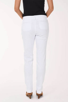 Person wearing white pants on a white background