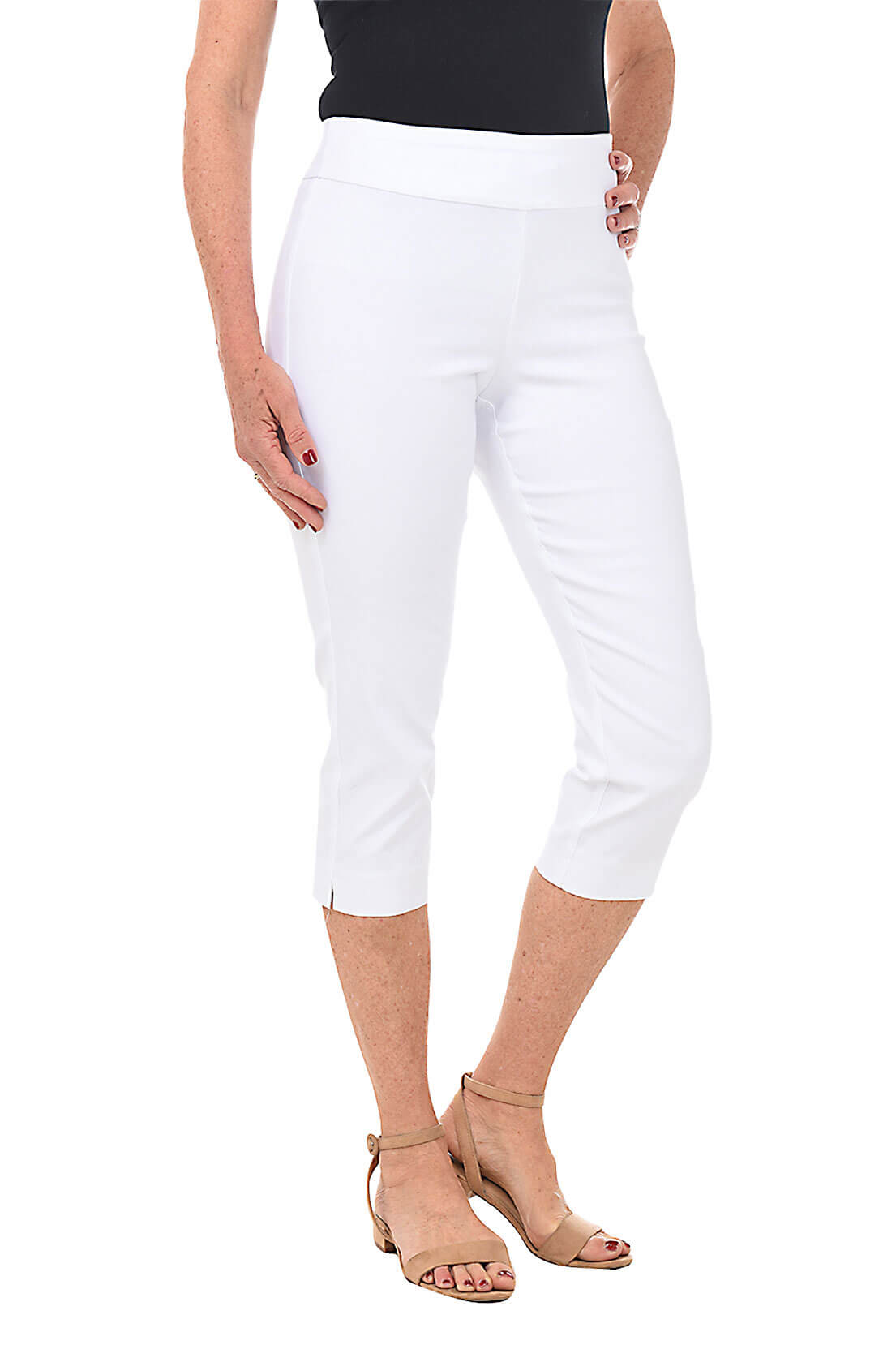 KRAZY LARRY Solid Pull-On Capri Pant