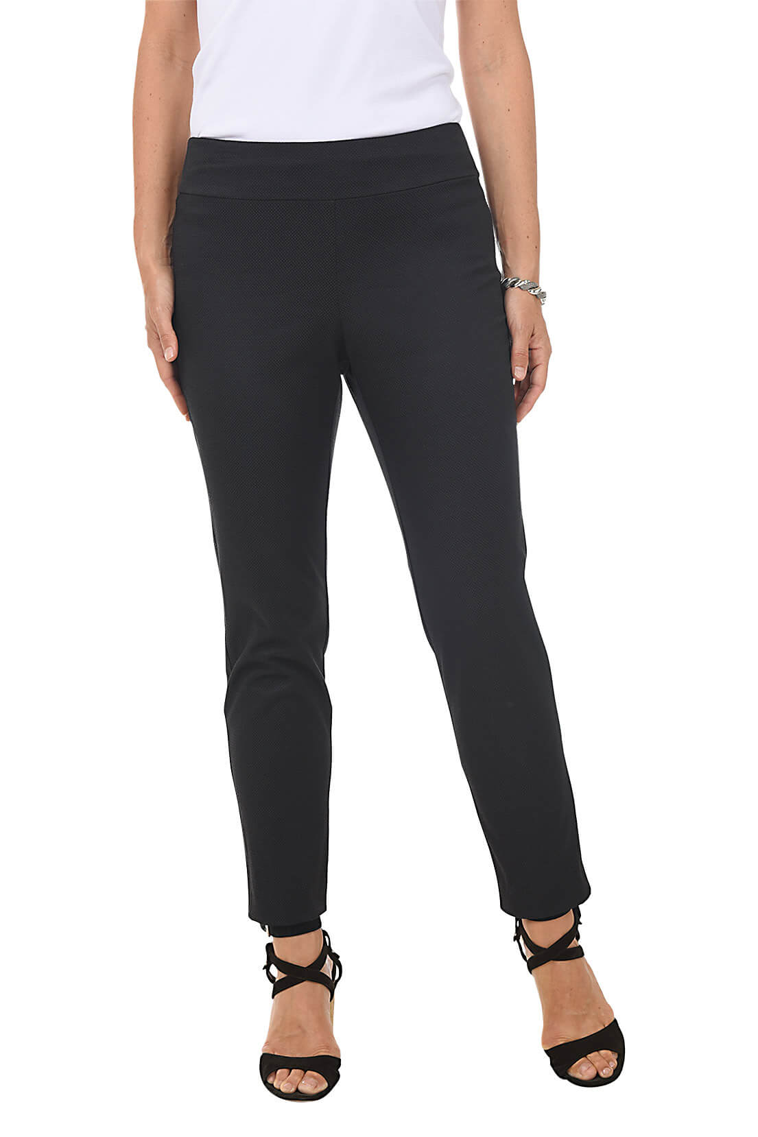 Textured Pique Pull-On Ankle Pant
