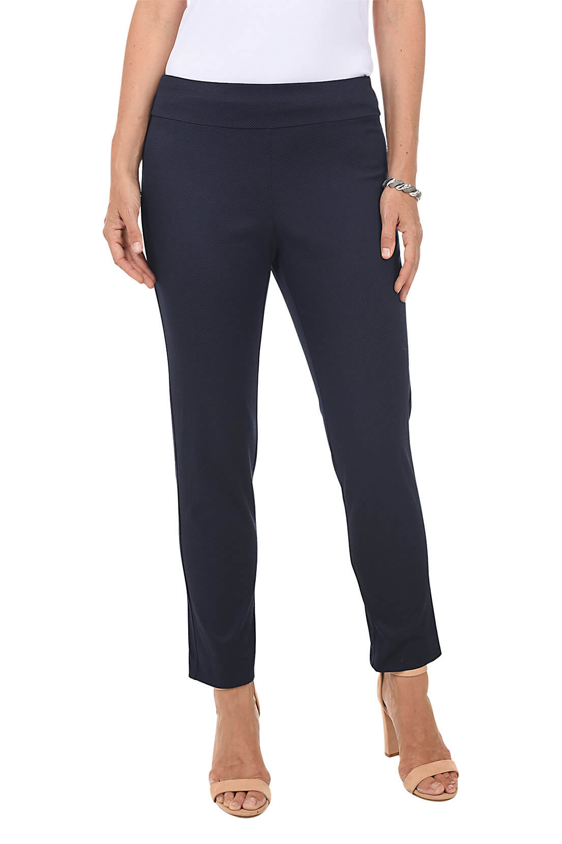 Textured Pique Pull-On Ankle Pant