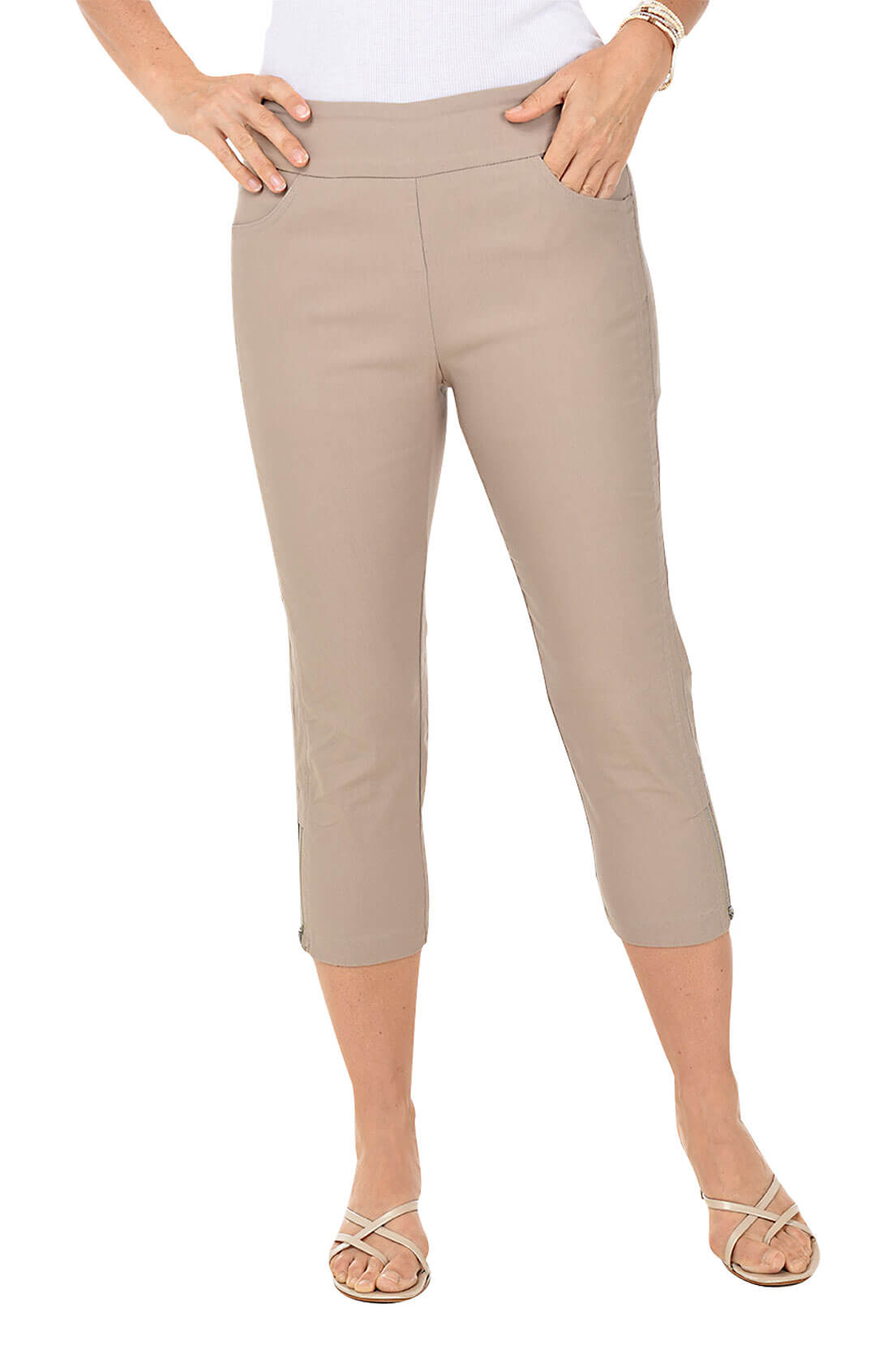Stretch Pull-On Capri Pants - White – Charlie B Collection USA
