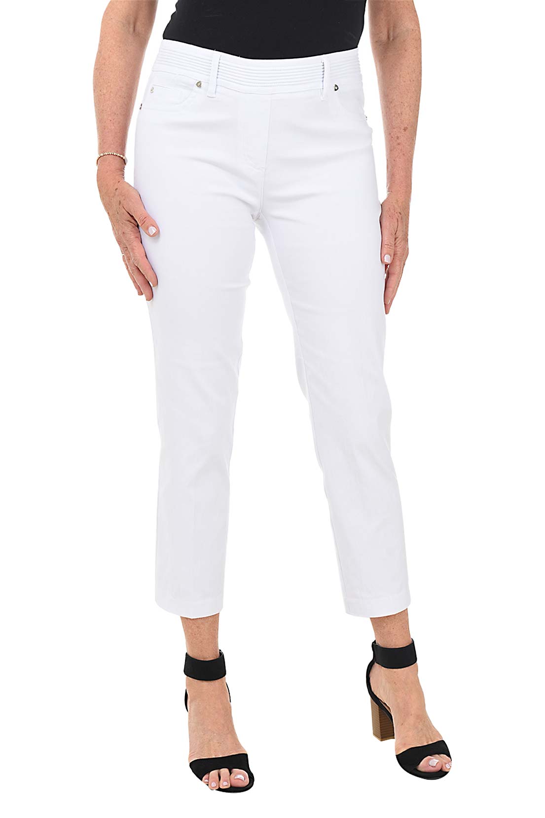 Pull-On Ribbed Waistband Ankle Pant